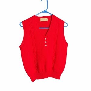 Vintage L.L. Bean Shetland Scotland Wool Vest Fair Isle Red Size 38 / Medium